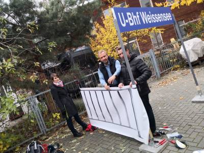 Probeaufbau, Dr. Kersten Schulz, Dr. Eva Scharfenberg, Tobias Schmidt (Ortsvorstand CDU Weiensee)