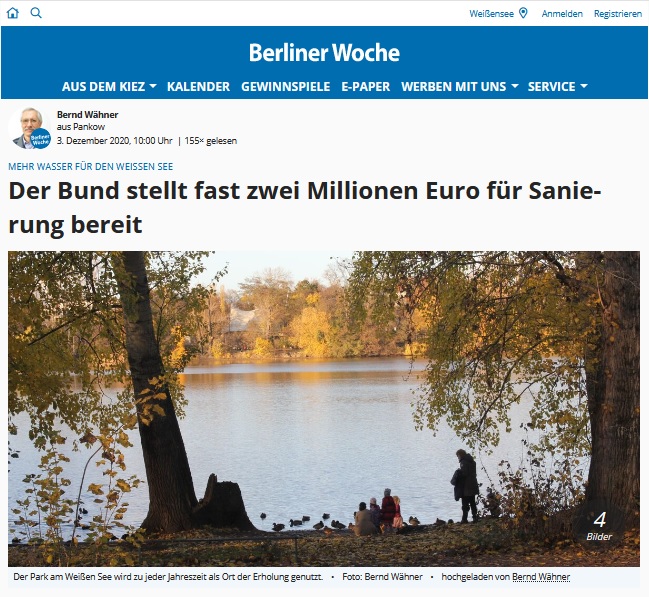 Screenshot der Webseite, Foto von Bernd Wähner