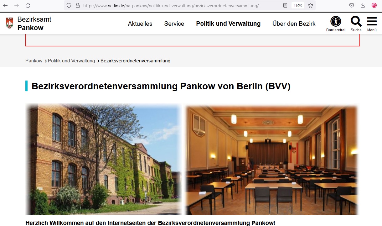 Screenshot Webseite BVV Pankow